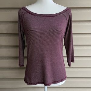 •ModCloth• “Bateau So Beautiful” Maroon Striped Top - Size Large
